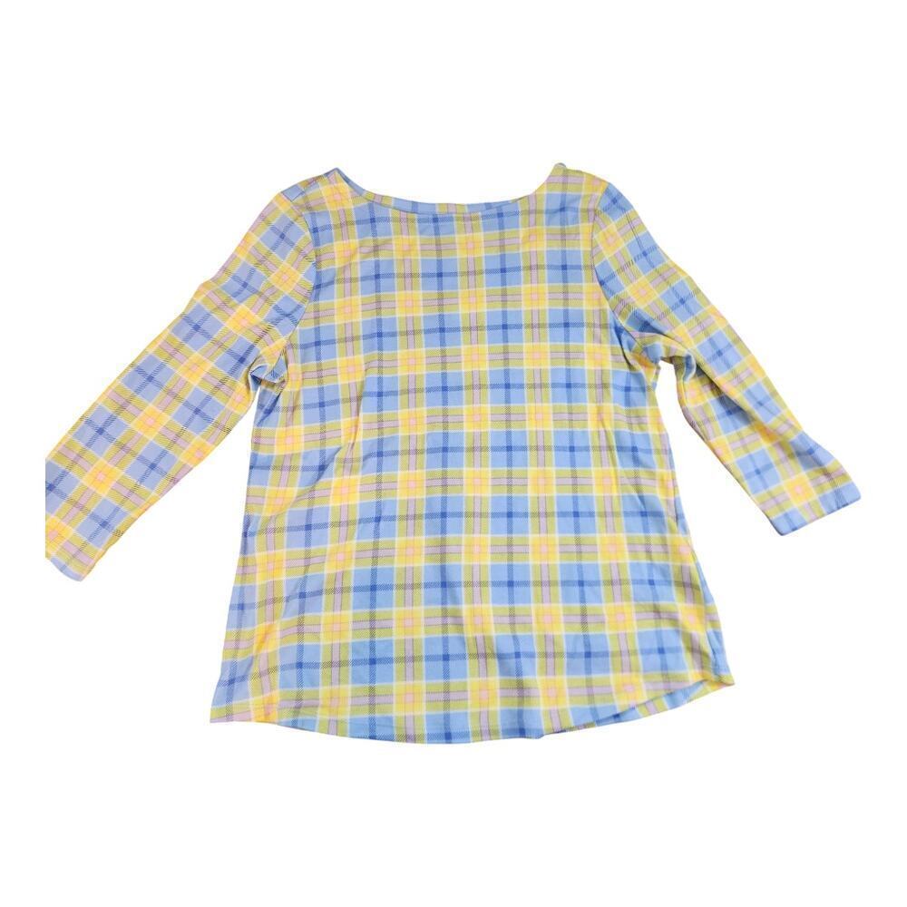 Charter‎ Club sz XL 3/4sleeve blouse Supima cotton yellow blue spring Easter